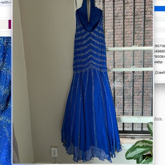 Blue Mermaid Skirt Prom Dress with beautiful beading -- only worn once! - Picture 10 of 10